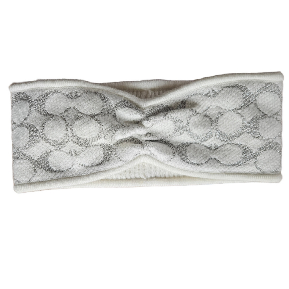 Coach White and Gray Patterned Headband